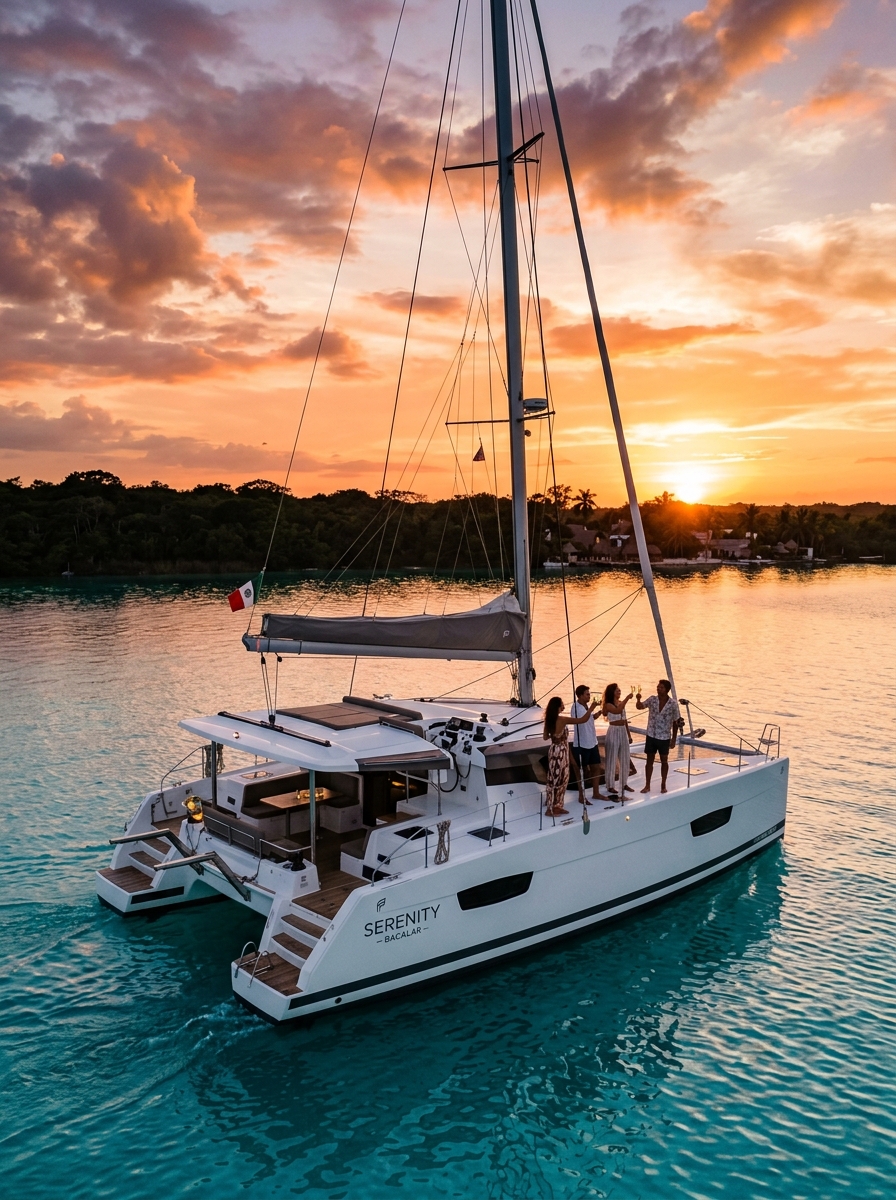 Experiencia Sunset en catamarán Bacalar